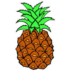 Obraz premium Summer fruits for a healthy lifestyle. Pineapple fruits. Vector illustration cartoon flat icon isolated on white.