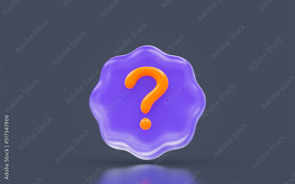 Poster question mark sign minimalistic look on dark background 3d render concept for confusion asking