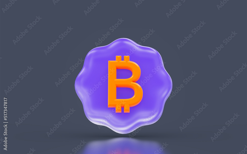 Poster bitcoin sign minimalistic look on dark background 3d render concept for digital crypto currency