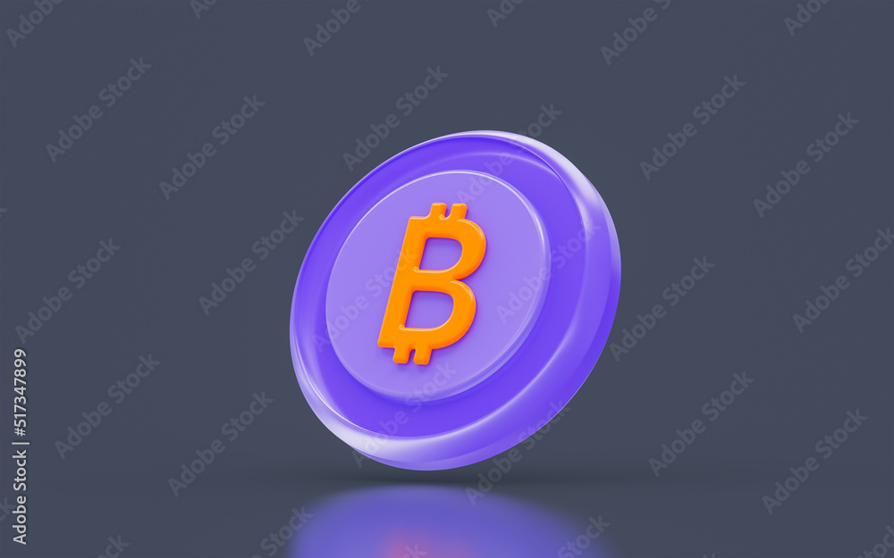 Poster bitcoin sign minimalistic look on dark background 3d render concept for digital currency crypto