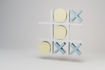 tic-tac-toe game on a white background. 3d render. 3d illustration