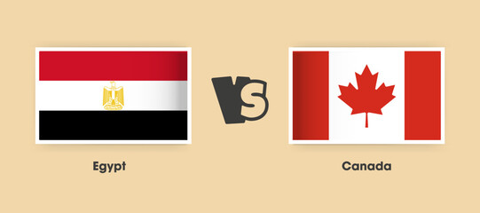Egypt vs Canada flags placed side by side. Creative stylish national flags of Egypt and Canada with background