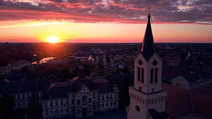 Fototapeta premium Zrenjanin cityscape in sunset time.