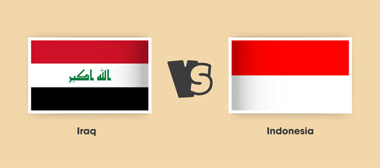 Iraq vs Indonesia flags placed side by side. Creative stylish national flags of Iraq and Indonesia with background