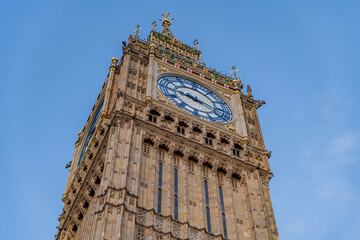 Fototapeta na wymiar Waterfront view of Big Ben Tower in London, Elizabeth Tower London City, Clock Tower Central London