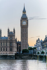 Fototapeta na wymiar Waterfront view of Big Ben Tower in London, Elizabeth Tower London City, Clock Tower Central London