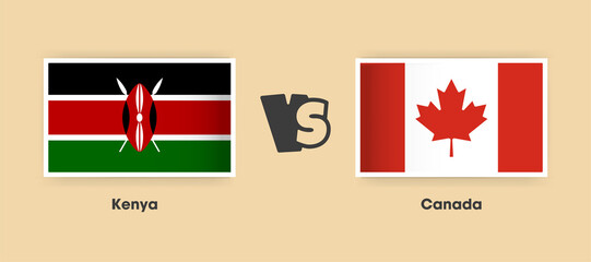 Obraz na płótnie Canvas Kenya vs Canada flags placed side by side. Creative stylish national flags of Kenya and Canada with background