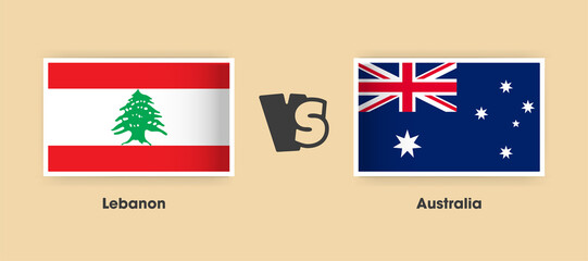 Obraz na płótnie Canvas Lebanon vs Australia flags placed side by side. Creative stylish national flags of Lebanon and Australia with background