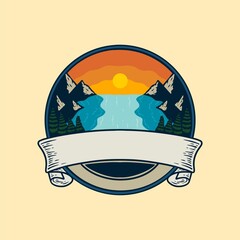 Explorer Label Vintage Cartoon vector Illustration