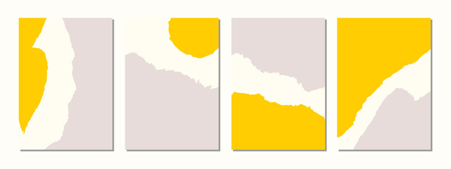 A set of abstract templates in yellow, grey and cream. - 517350416