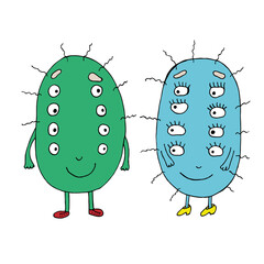 Love monsters. A monster with many eyes. Valentine's Day. Vector monsters. Isolated on a gray background. Coloring for children and adults. Cartoon