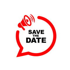 save the date sign on white background