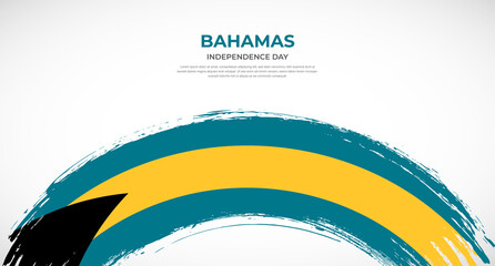 Abstract brush flag of Bahamas in rounded brush stroke effect vector illustration