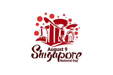 August 9, Singapore national day vector illustration. Suitable for greeting card, poster and banner. - Powered by Adobe