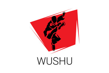 wushu sport vector line icon. sportman, fighting stance. sport pictogram illustration.