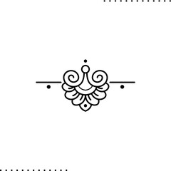 Decorative ornament pattern, floral divider isolated on white