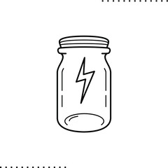 energy conservation concept with the closed jar and lighting electricity inside