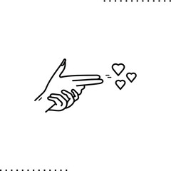 hands gesture gun with hearts, love and shoot hearts 
