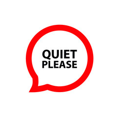 quiet please sign on white background	 - obrazy, fototapety, plakaty