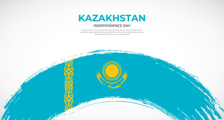 Abstract brush flag of Kazakhstan in rounded brush stroke effect vector illustration