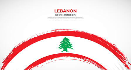 Abstract brush flag of Lebanon in rounded brush stroke effect vector illustration