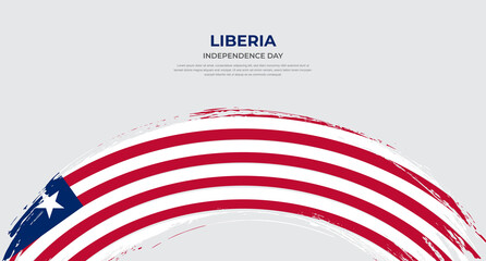 Abstract brush flag of Liberia in rounded brush stroke effect vector illustration
