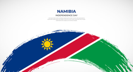 Abstract brush flag of Namibia in rounded brush stroke effect vector illustration
