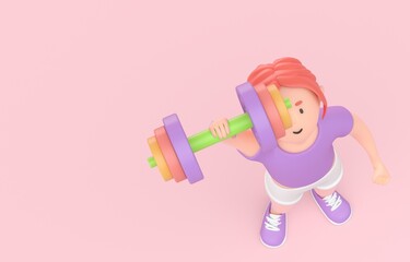 Woman Exercising with Dumbbell. 3D render