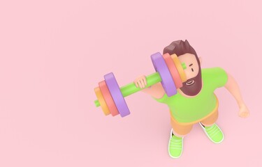 Man Exercising with Dumbbell. 3D render