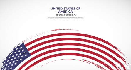 Abstract brush flag of United States of America in rounded brush stroke effect vector illustration