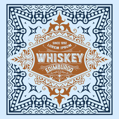 Whiskey label with old frames