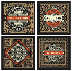Set of 4 vintage labels for packing