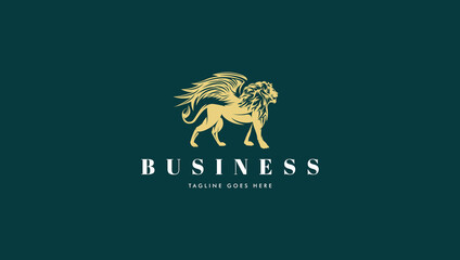 Bold lion logo with golden wings