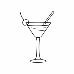 Cold summer cocktail doodle illustration in vector. Cocktail hand drawn illustration in vector. Cold lemonade doodle illustration