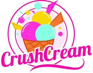 Ice Cream logo template with bright colors.