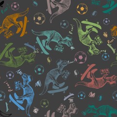 seamless pattern with dinosaurs.