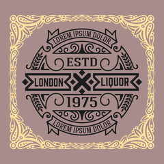 Whiskey label with old frames