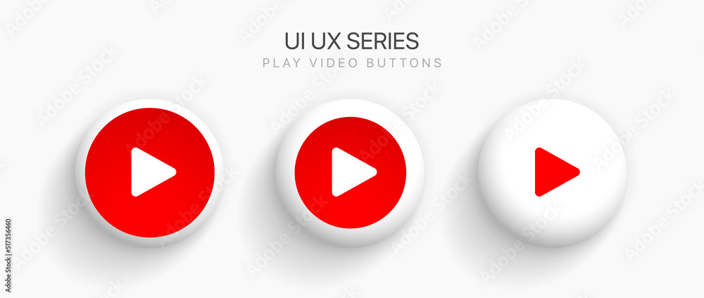 Leinwandbilder Flat style red play button icon. Start sign. Play music or sound vector element for UI UX, website, mobile app.