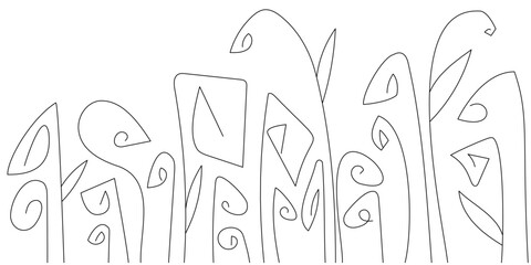 Witch house vector abstract floral background, hooked grass