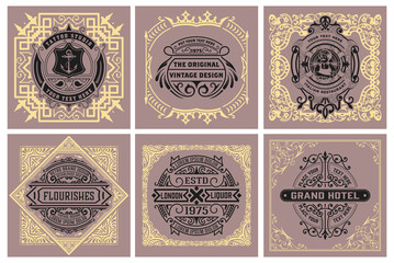 Set of 6 labels. Western style