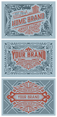 Set of 3 vintage labels for packing