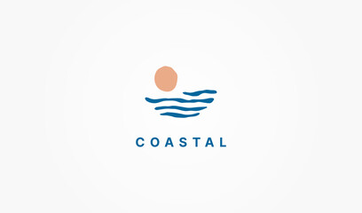 Abstract Coastal Beach Logo. Usable for Business Holiday and Branding Logos. Flat Vector Logo Design Template Element