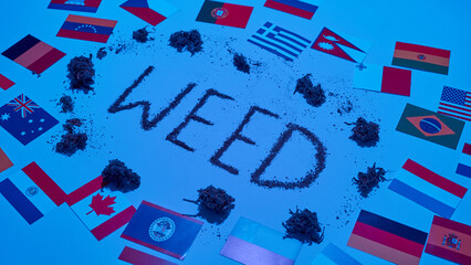 'Weed' and marijuana with variety countries flag