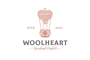 Wool Heart Air Balloon Logo Template