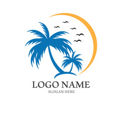 Palm tree summer logo template