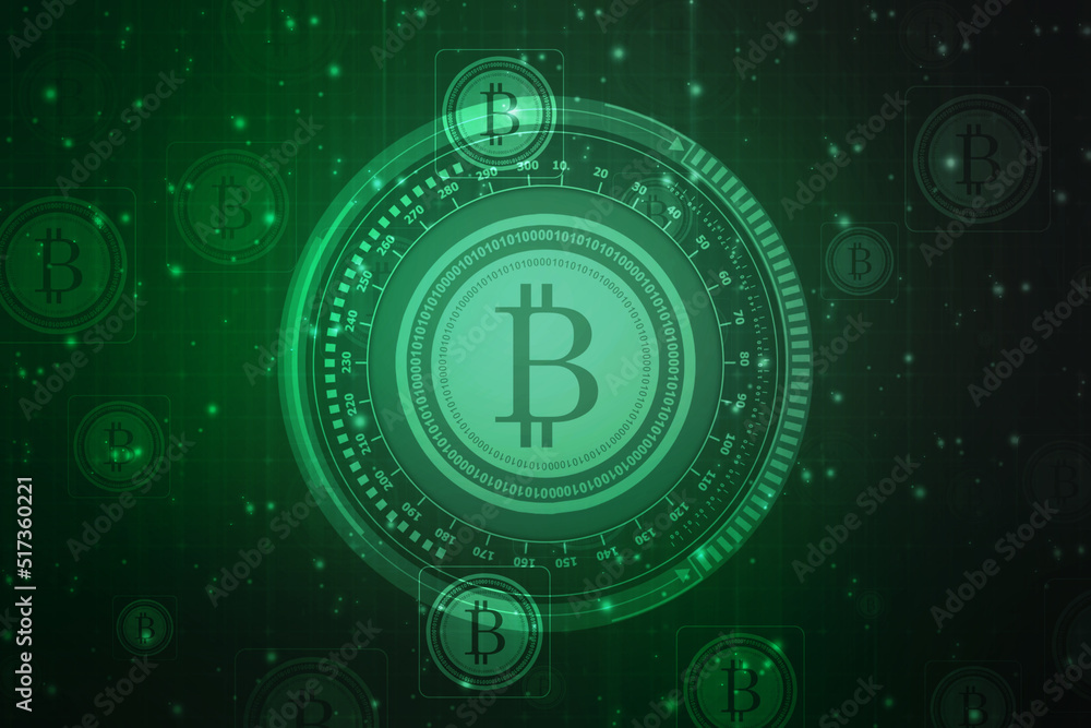 Poster global abstract bitcoin crypto currency blockchain technology world map background illustration