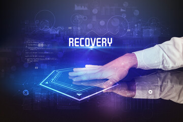 Hand touching digital table concept concept