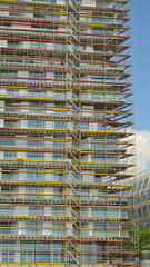 Scaffolding on an office building in Hamburg Stadt am Hafen, Germany.