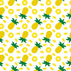 Pineapple seamless pattern. Summer tropical fruit vector background.  Vector template for textile, wallpaper, fabric, wrapping paper, etc