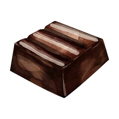 Dark chocolate watercolor vector on white background